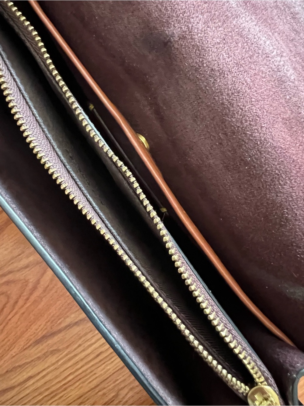Coach Burgundy Leather Crossbody with Brass Ring Detail - Picture 14 of 16